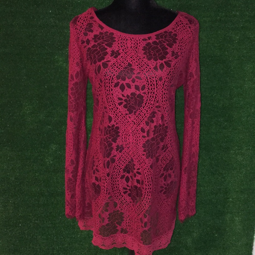 SALE! Band of Gypsies “Chili Pepper Red” Lace Top